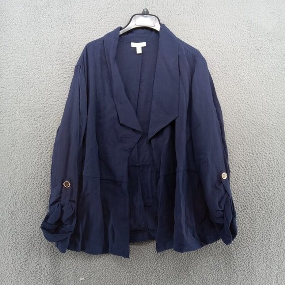 Charter Club Jacket Womens‎ 2X Royal Purple Open Front Cardigan Cuffed Sleeves - Picture 1 of 4